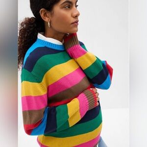NWOT GAP Maternity Puff Sleeve Sweater Happy Stripe